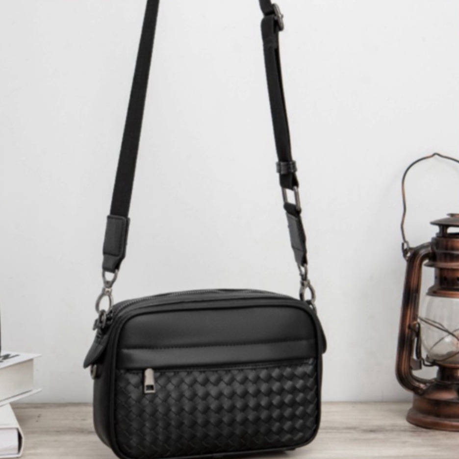 Túi hộp đeo chéo Nam Nữ, da PU cao cấp, họa tiết dây đan chéo TN01
