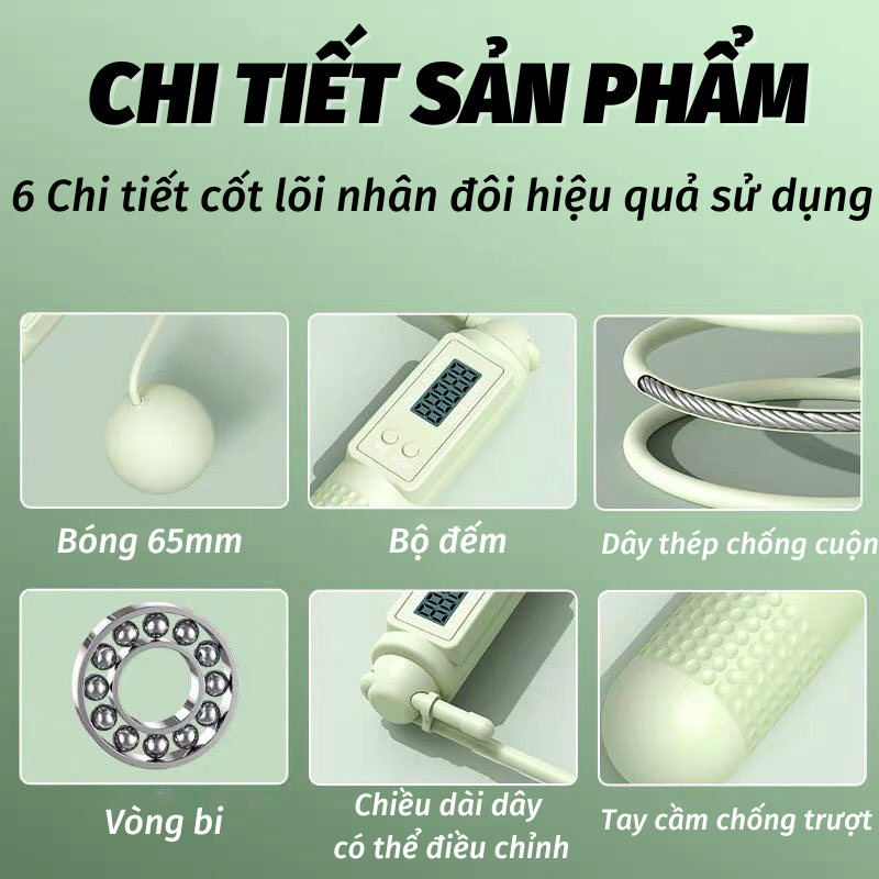 Bộ Dây Nhảy Đếm Số Dây Nhảy Tập Thể Dục Không Gây Vấp Ngã Tay Cầm Tiện Lợi LEON_OFFICIAL