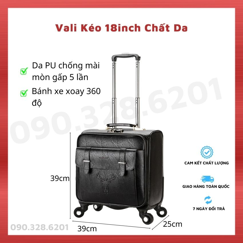 [HÀNG SẴN] Vali Kéo Du Lịch Chất Da Có Ngăn Laptop Riêng, Vali Doanh Nhân Size 18inch, Túi Xách Du Lịch