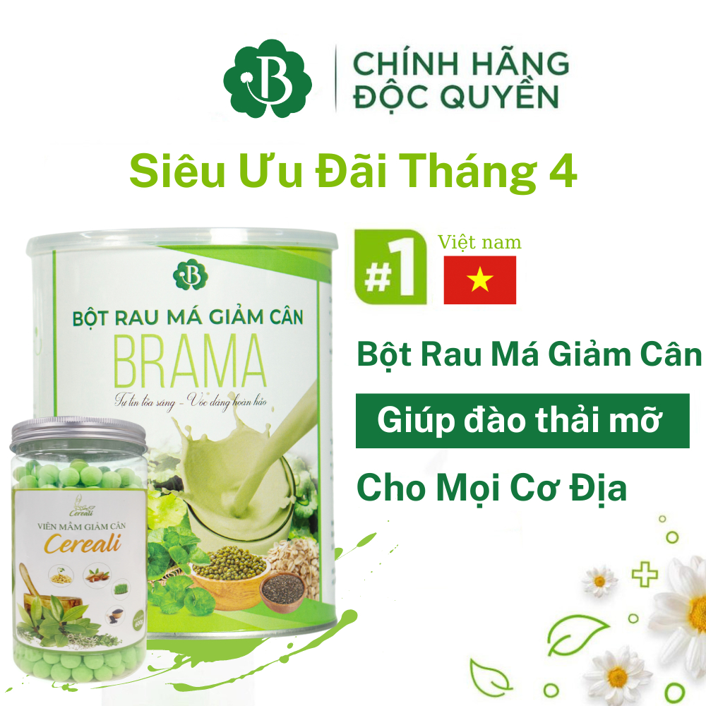 Giảm cân giảm mỡ bụng duy trì vóc dáng bột rau má Brama, đẹp da, ngăn ngừa lão hoá,tự tin vóc dáng