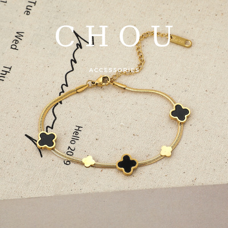 Vòng Tay Titan, Lắc Chân Titan Dây Dẹp Cỏ 4 Lá | CHOU ACCESSORIES |