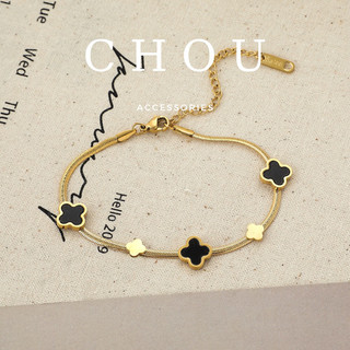 Vòng tay titan, lắc chân titan dây dẹp cỏ 4 lá | chou accessories |