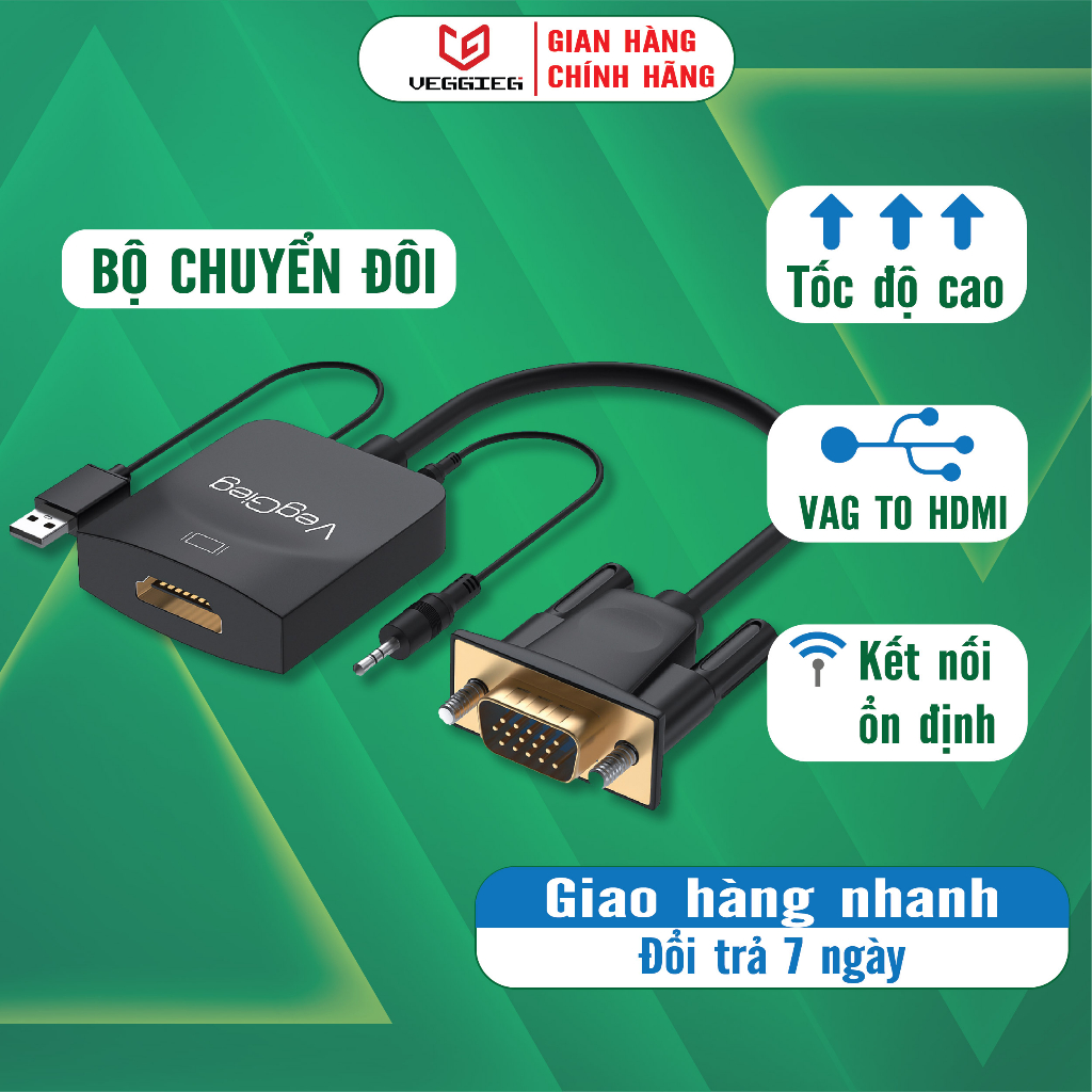 Cáp chuyển đổi từ VGA sang HDMI có âm thanh VegGieg