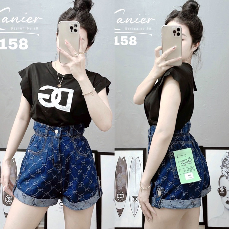 Quần Sooc Jeans Chữ Dập Nổi Gập Gấu Chun Lưng Siêu Hot | BigBuy360 - bigbuy360.vn