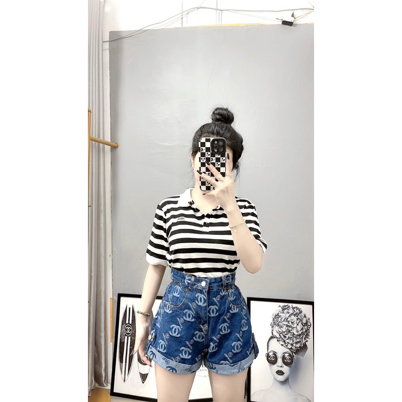 Quần Sooc Jeans Chữ Dập Nổi Gập Gấu Chun Lưng Siêu Hot | BigBuy360 - bigbuy360.vn