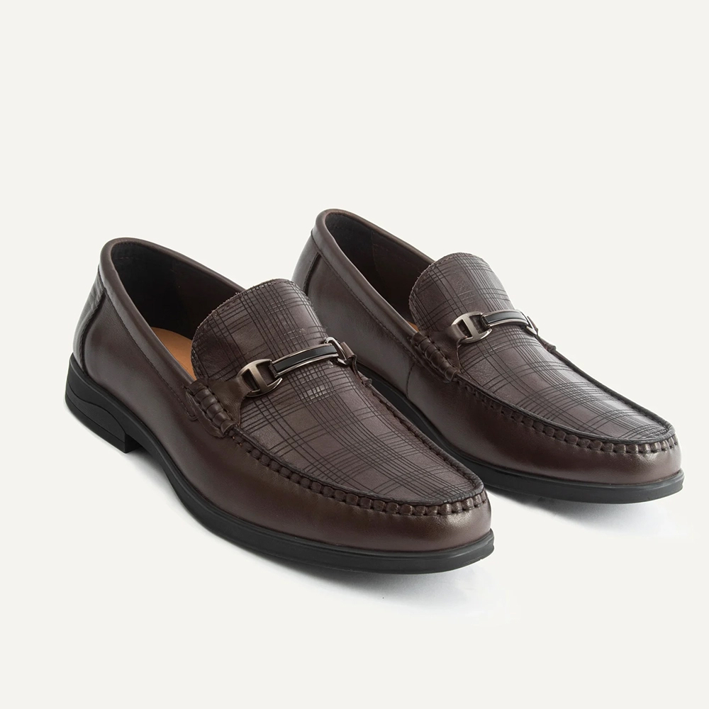 Giày lười nam MULGATI Horsebit Loafer da bò cao cấp vân caro đai kim loại - A258C-A2