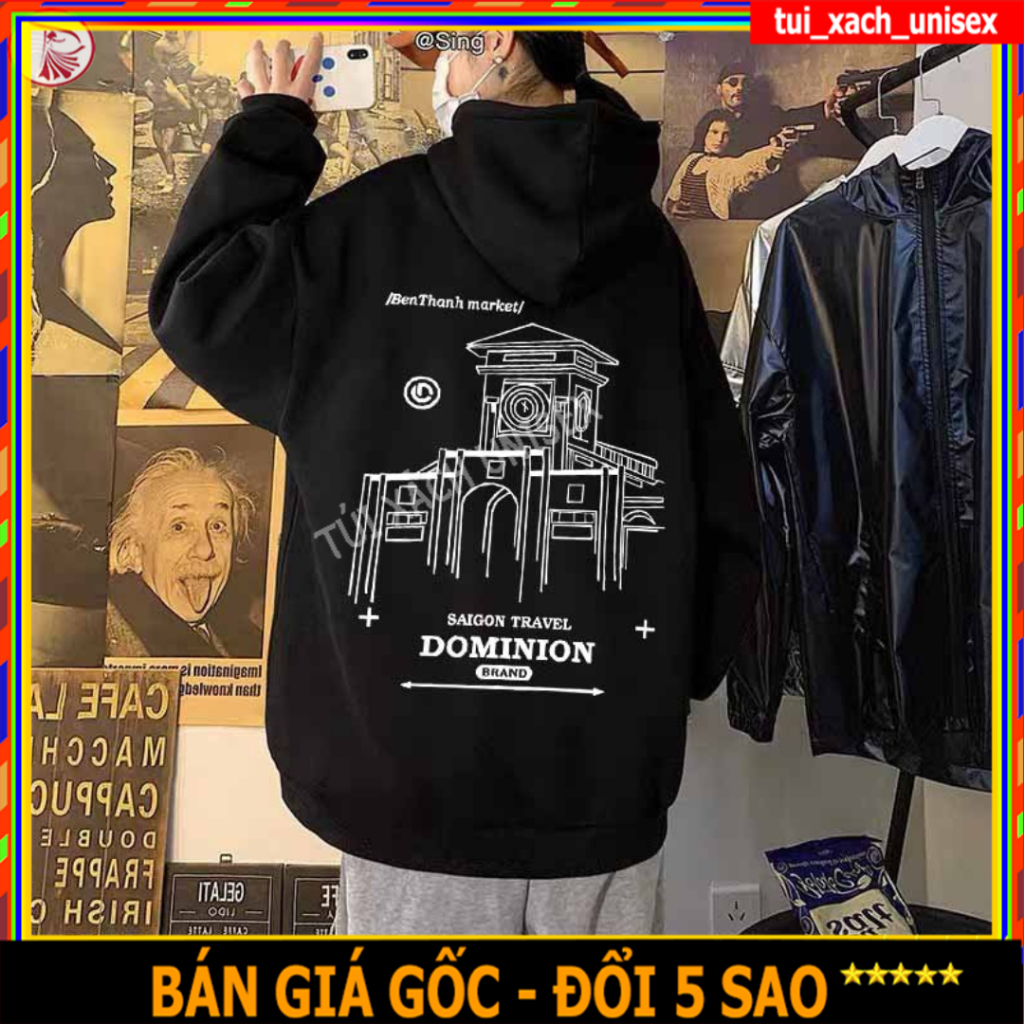 Áo hoodie nam nữ unisex cặp đôi Bến Thành nỉ bông form rộng có mũ ulzzang hàn quốc cute chống nắng ba màu M00