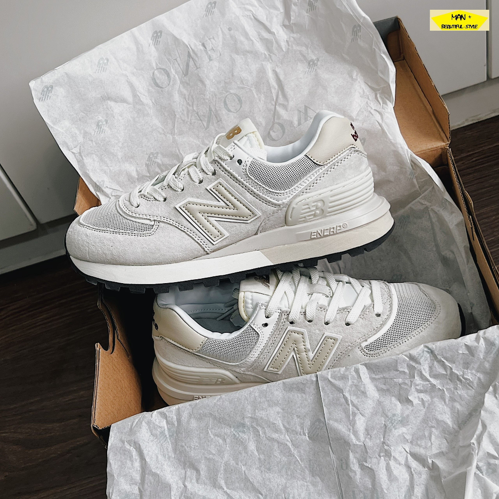 Giày New Balance 574 Legacy 'Ivory', giày thể thao nam nữ NB 574 xám trắng, giày 574 2023, NB độn đế (Fullbox)