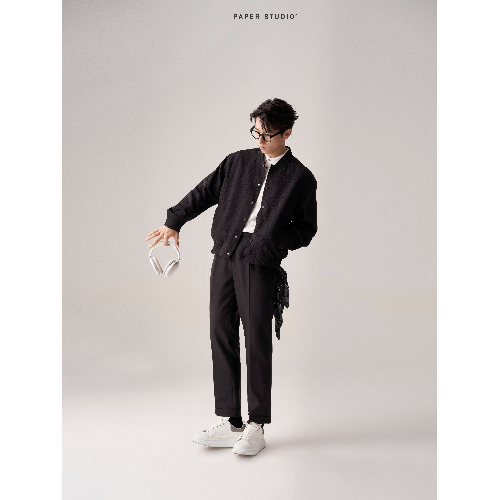 Áo khoác Jaket nam kaki gân trơn cổ trụ form bomber thể thao