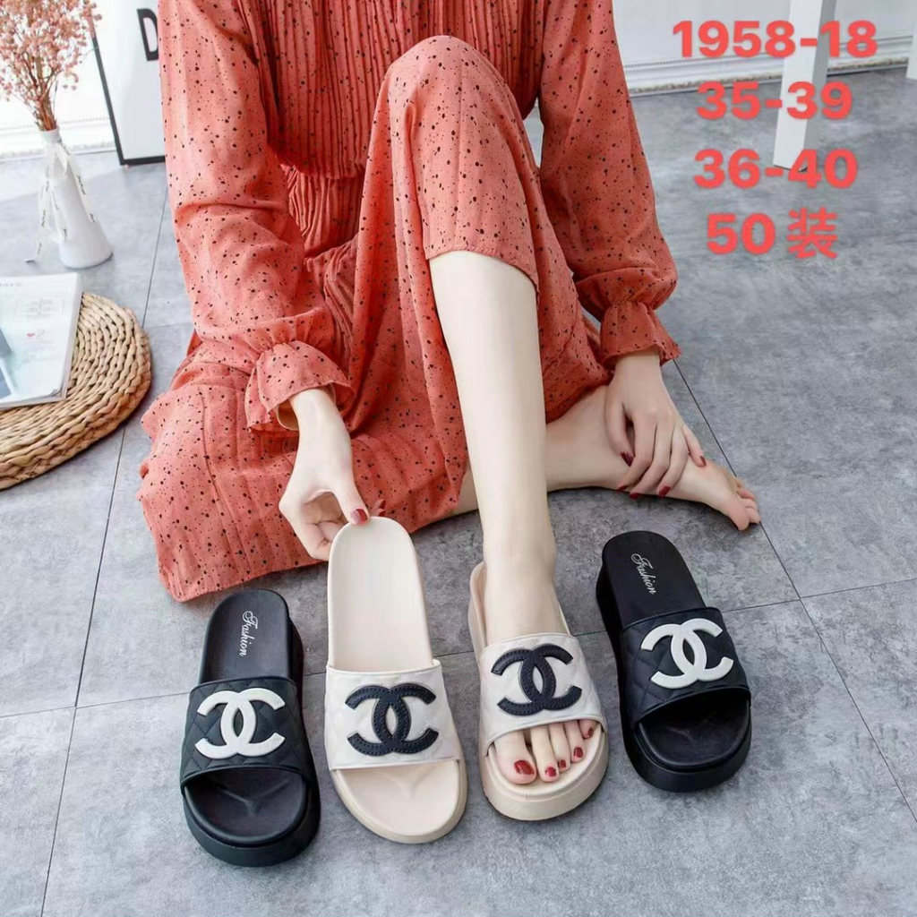 Dép bánh mỳ độn đế 5F tăng chiều cao cho chị em, hai màu ĐEN, XANH RÊU