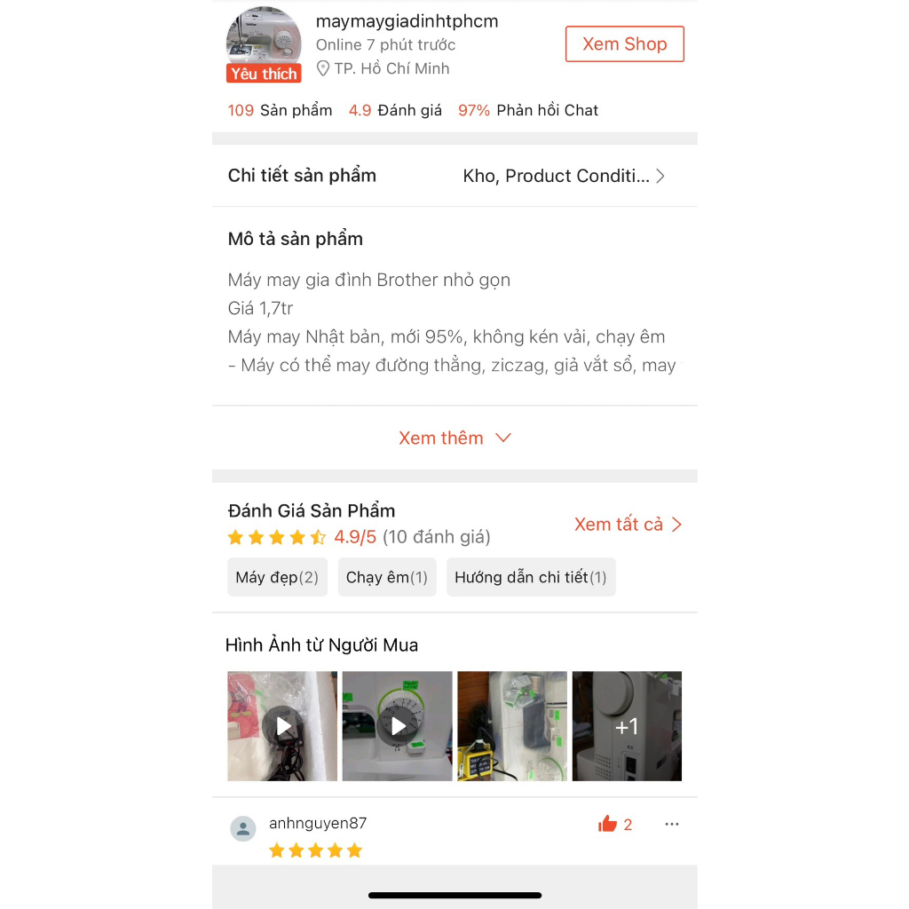 Máy may Nhật Bản Brother mini