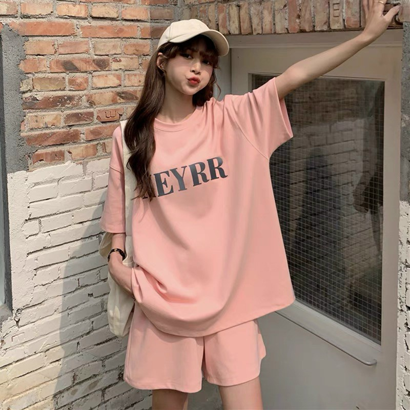 Set quần áo thun MEYRR Cộc Tay Dáng Rộng 2 Màu SQ067 mặc đi chơi hay ở nhà đều hợp