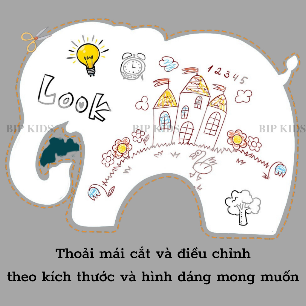 Bảng từ dán tường BIP KIDS - Bảng nam châm dán tường viết bút lông cho bé - Cuộn bảng từ hút nam châm