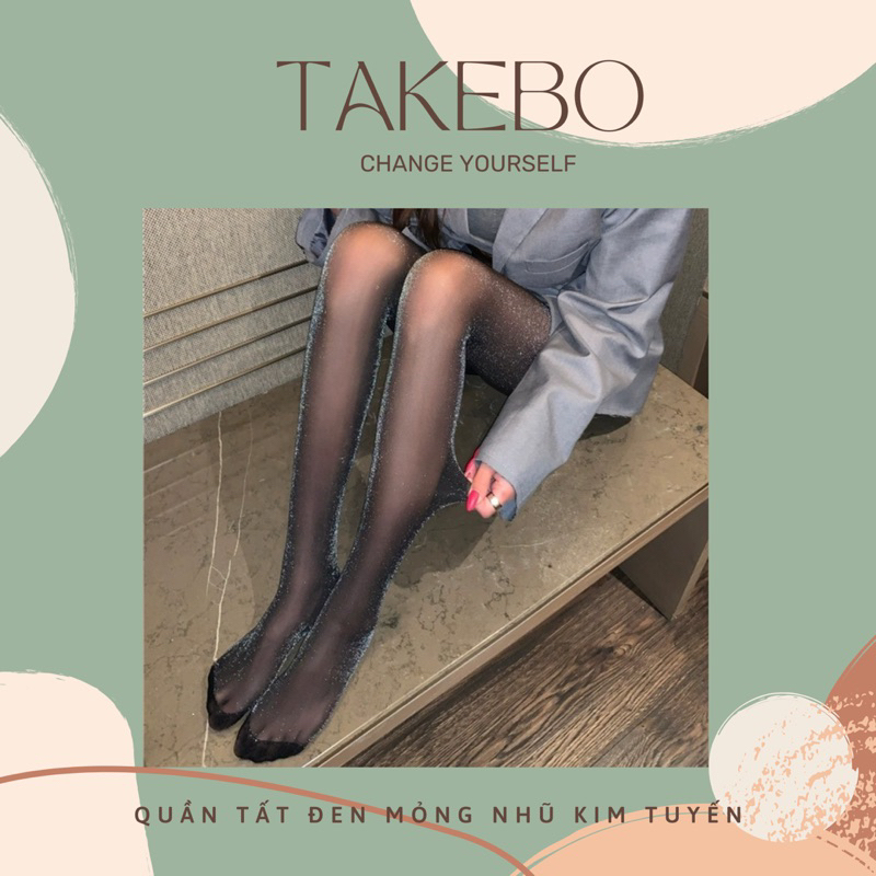 Quần vớ/quần tất đen mỏng nhũ kim tuyến lấp lánh phong cách quyến rũ sexy dành cho bạn nữ