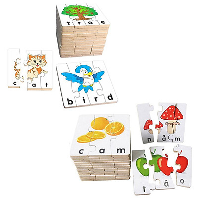 Combo bộ ghép hình học chữ Tiếng Việt 1 2, Tiếng Anh cho  - Đồ chơi gỗ Winwintoys