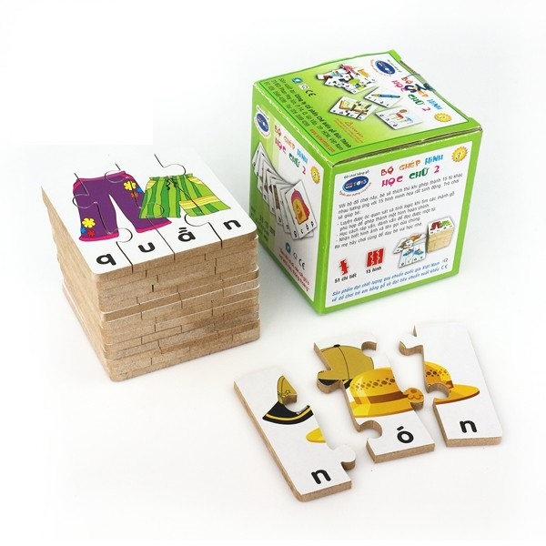Combo bộ ghép hình học chữ Tiếng Việt 1 2, Tiếng Anh cho  - Đồ chơi gỗ Winwintoys