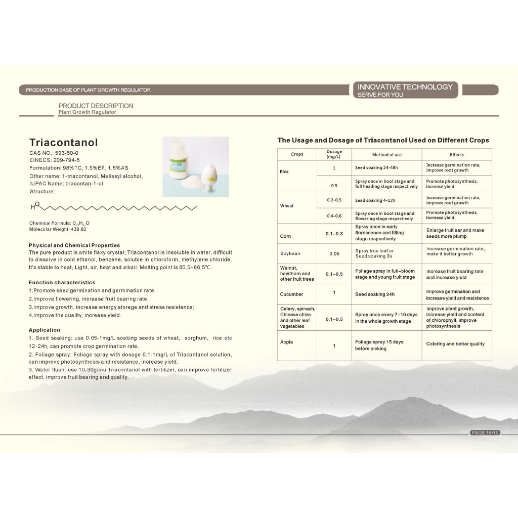 Chất kích tăng trưởng sản lượng tăng năng xuất - Triacontanol 1.5% EP
