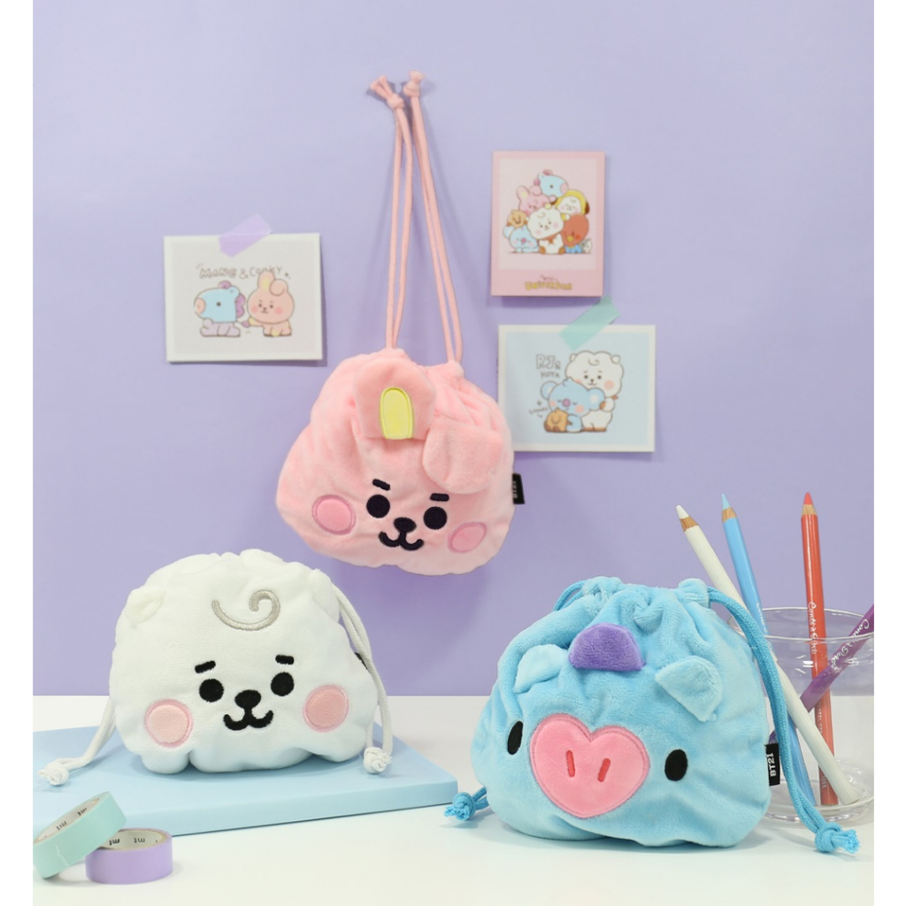 TÚI DÂY RÚT BT21 FACE HAND POUCH ĐA NĂNG Beens Company