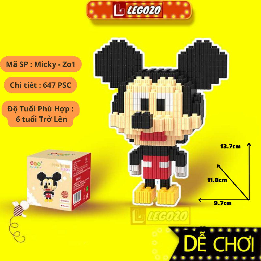 Lego Mini Đồ Chơi Mô Hình Lắp Ráp 3D Xếp Hình Cho Bé - Lắp Ghép Micky Đồ Chơi Lego Bearbrick Pokemon Vui nhộn