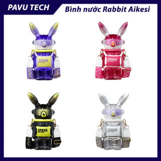Bình nước cute space mini cool - bình nước nhựa không bpa 1100ml hình thỏ có ống hút thời trang dây đeo chéo