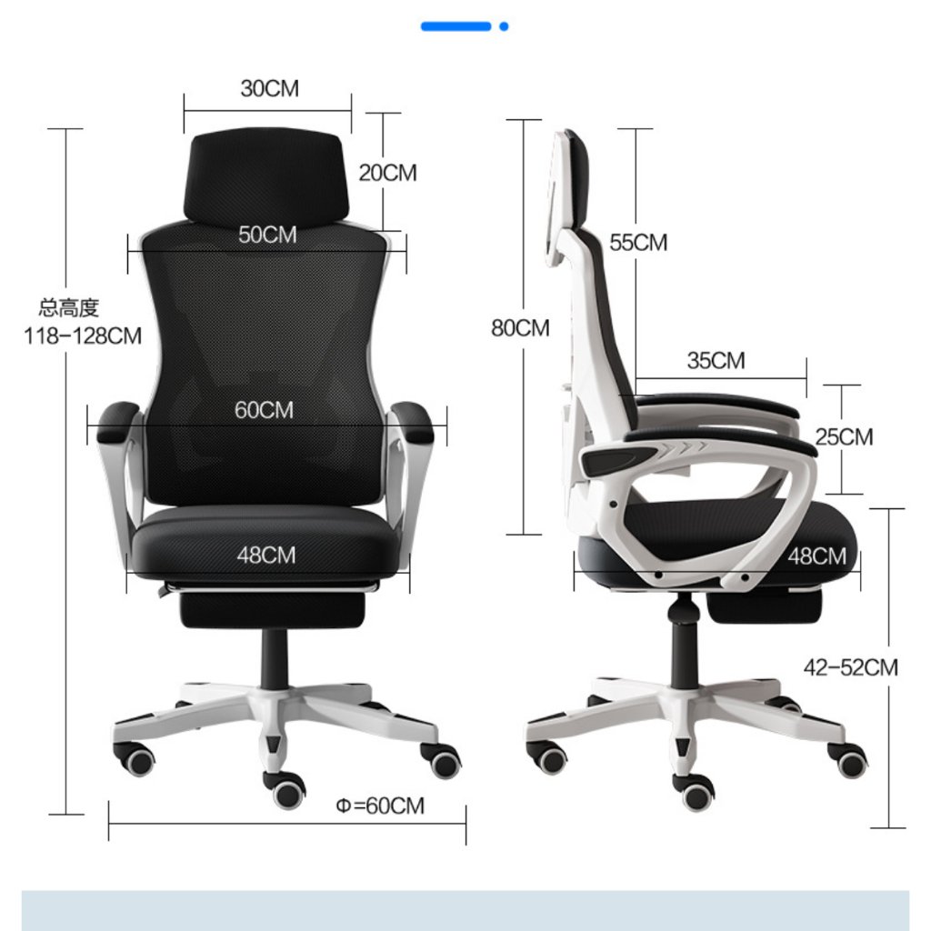 Ghế Công Thái Học Có Tựa Cổ Thiết Kế Đệm Gác Chân Chống Mỏi,Ghế Xoay Văn Phòng Đệm Lưới Êm Ái Thoáng Khí