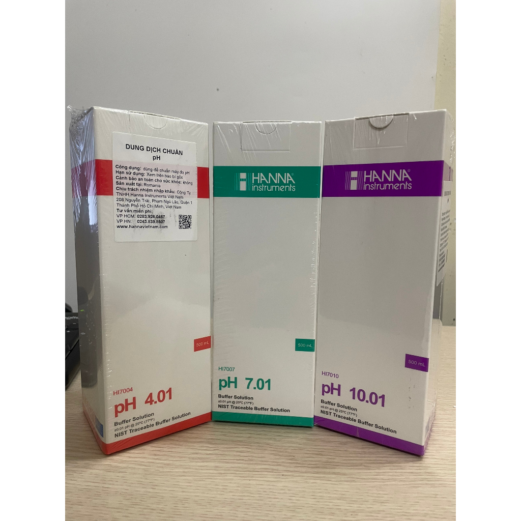 Dung dịch hiệu chuẩn pH 4.01, 7.01, 10.01 Hanna HI7004L HI7007L HI7010L {hàng chính hãng}, Chai 500mL