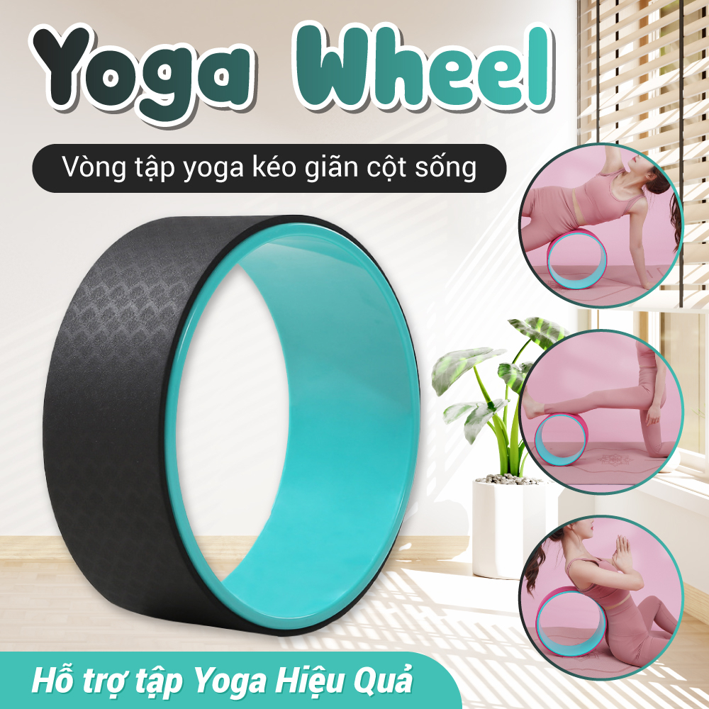 Vòng Tập Yoga,Vòng Yoga Pilates Nhựa ABS XANH ĐEN 33x13cm Tập Lưng Cao Cấp Chính Hãng Yoga Wheel