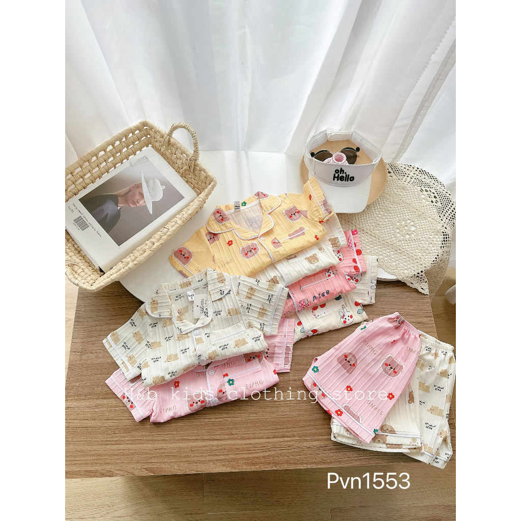 Bộ pijama đũi gân họa tiết cho bé