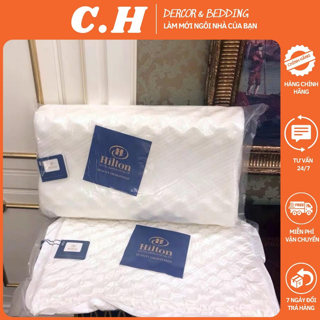 Gối cao su non hilton, gối cao su non chống ngáy có hạt matxa chống đau mỏi vai gáy