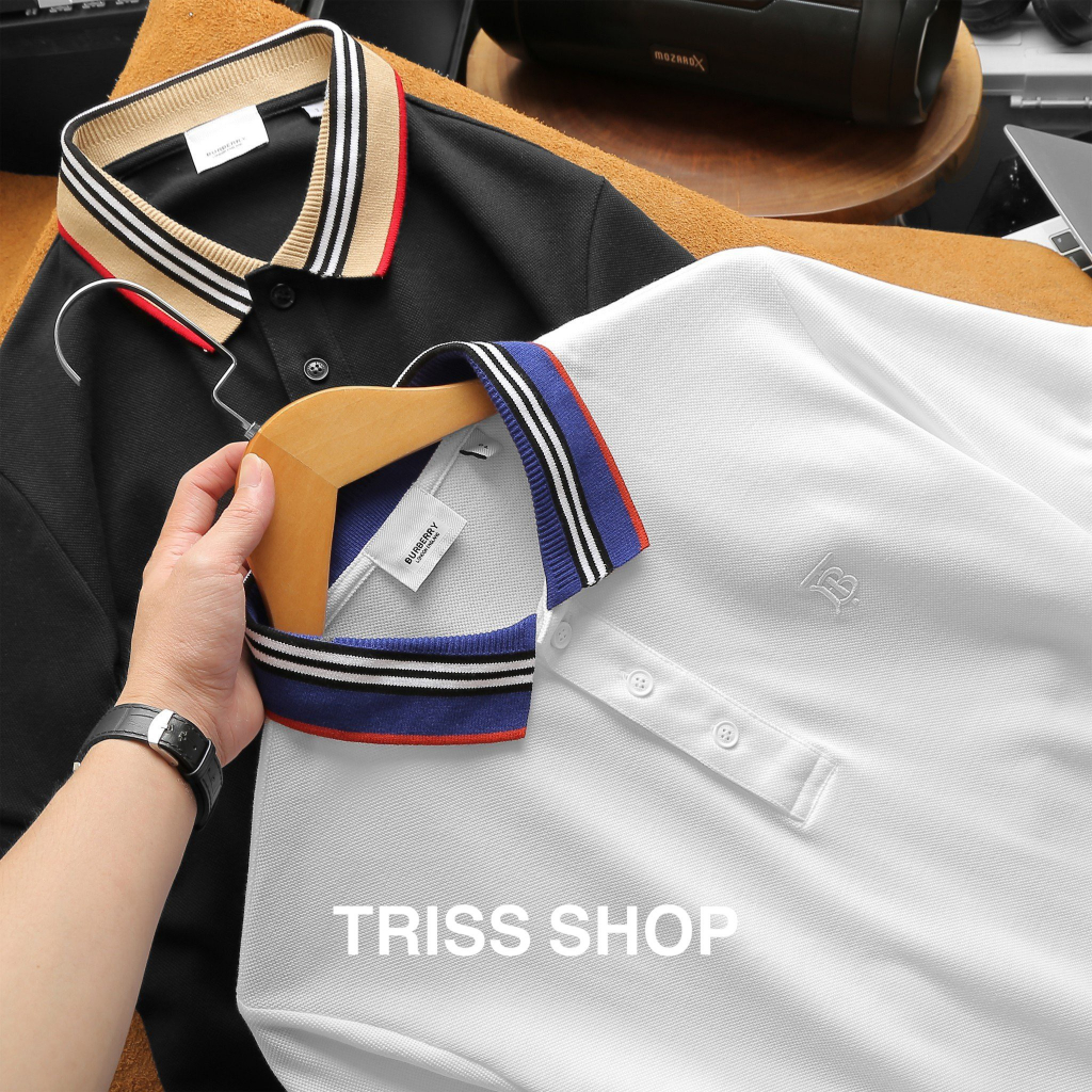 Áo Polo Nam Burberry Viền Cổ 3 chất liệu cotton gai cao cấp thấm hút mồ hôi