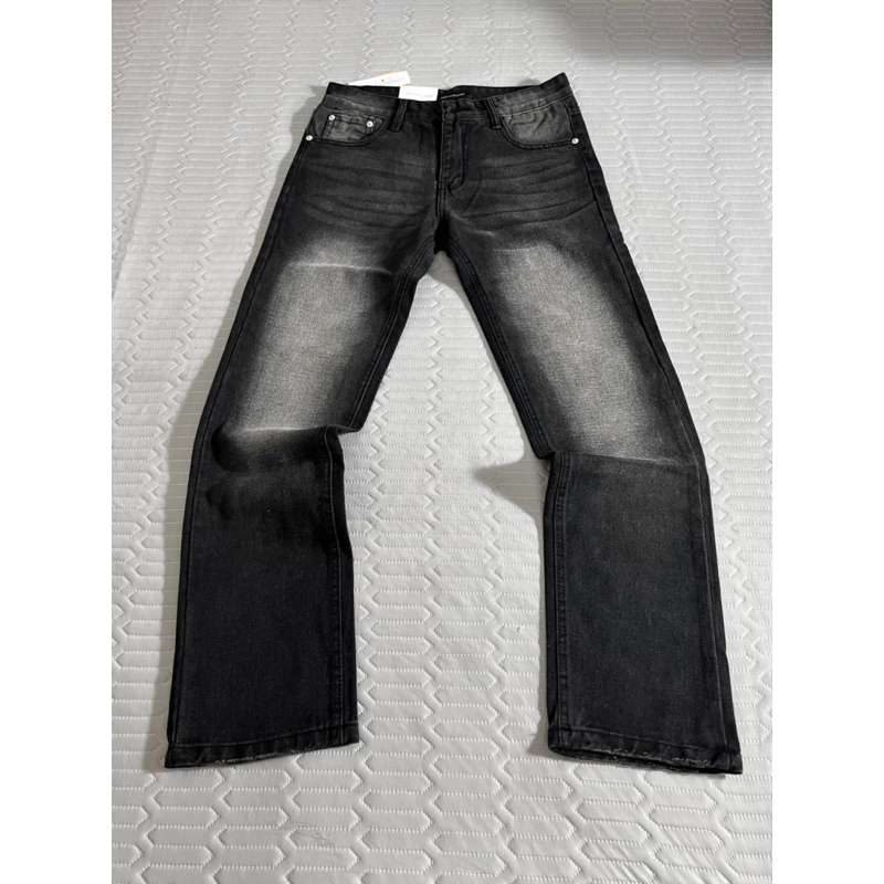 Quần bò nam ống suông màu đen khói - chất vải dày dặn loại 1