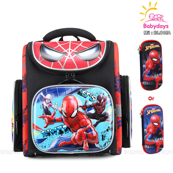 Ba lô chống gù siêu nhân kèm hộp bút 3D vừa thước 20cm BLC15A