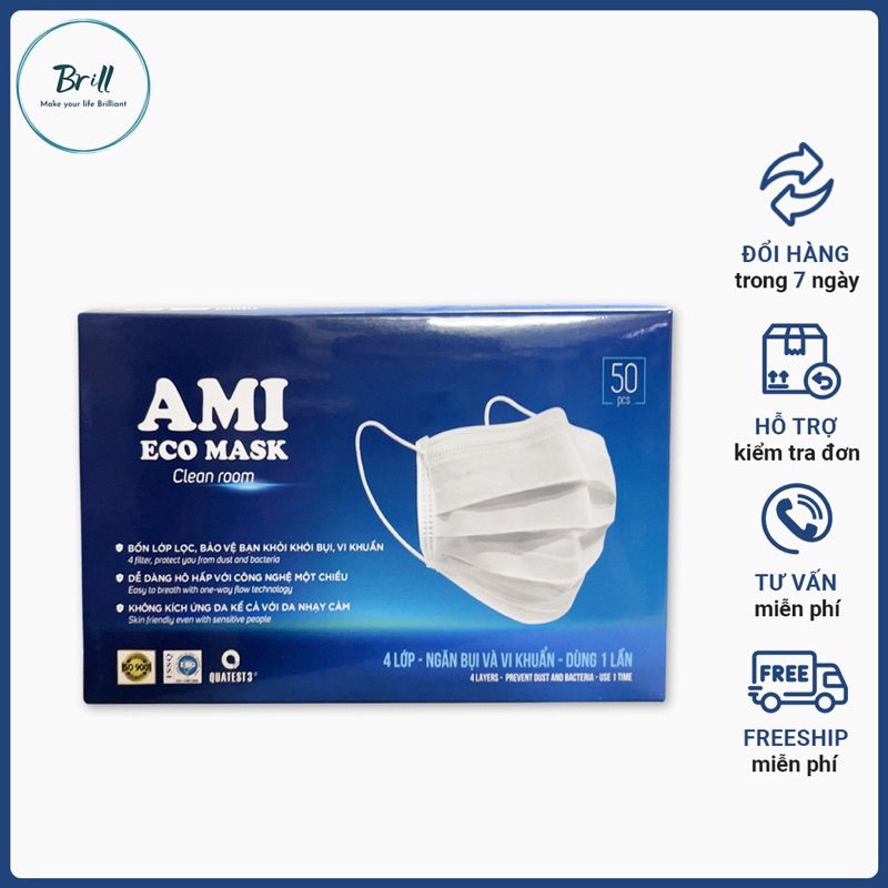 khẩu trang y tế Ami 4 lớp (hộp 50 cái)