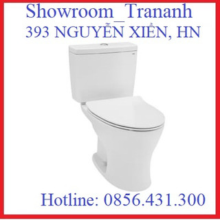 Bồn cầu toto cs735d kết hợp nắp đóng êm, bồn cầu 2 khối nắp rơi êm.