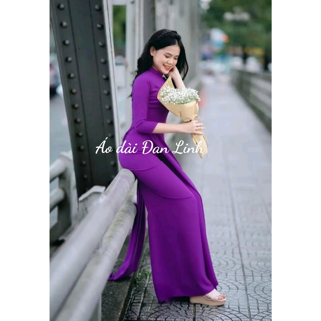 Áo dài màu tím cẩm lụa cao cấp- Áo Dài Đan Linh