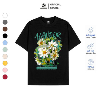 Áo thun unisex Alandor Local brand chính hãng cotton 100% form rộng Flower Painting
