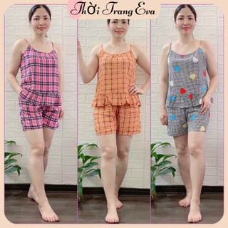 Đồ bộ trung niên gia huy bộ lanh đùi 2 dây mặc nhà thời trang eva