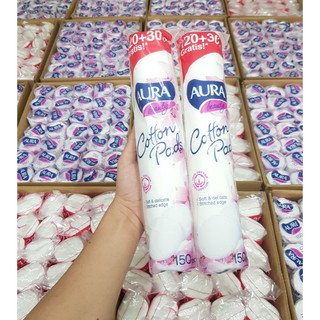 Bông Tẩy Trang Aura 150 Miếng Cotton Beauty Cotton Pads Bông tẩy trang Aura không xù, Bông tẩy trang siêu dai, mềm mịn