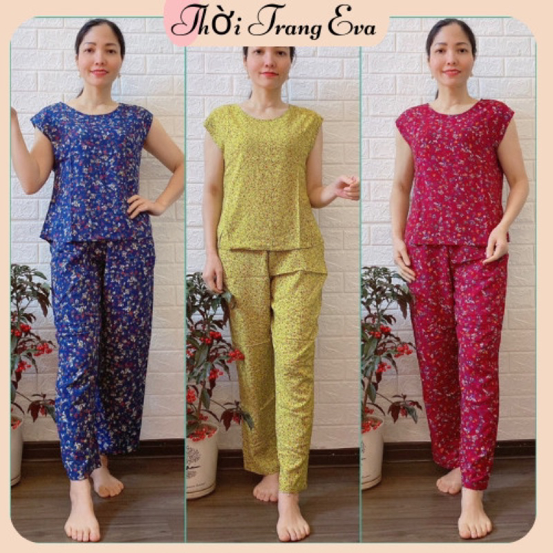 Đồ bộ trung niên Gia Huy bộ lanh nhung nữ quần dài dáng trẻ mặc nhà THỜI TRANG EVA