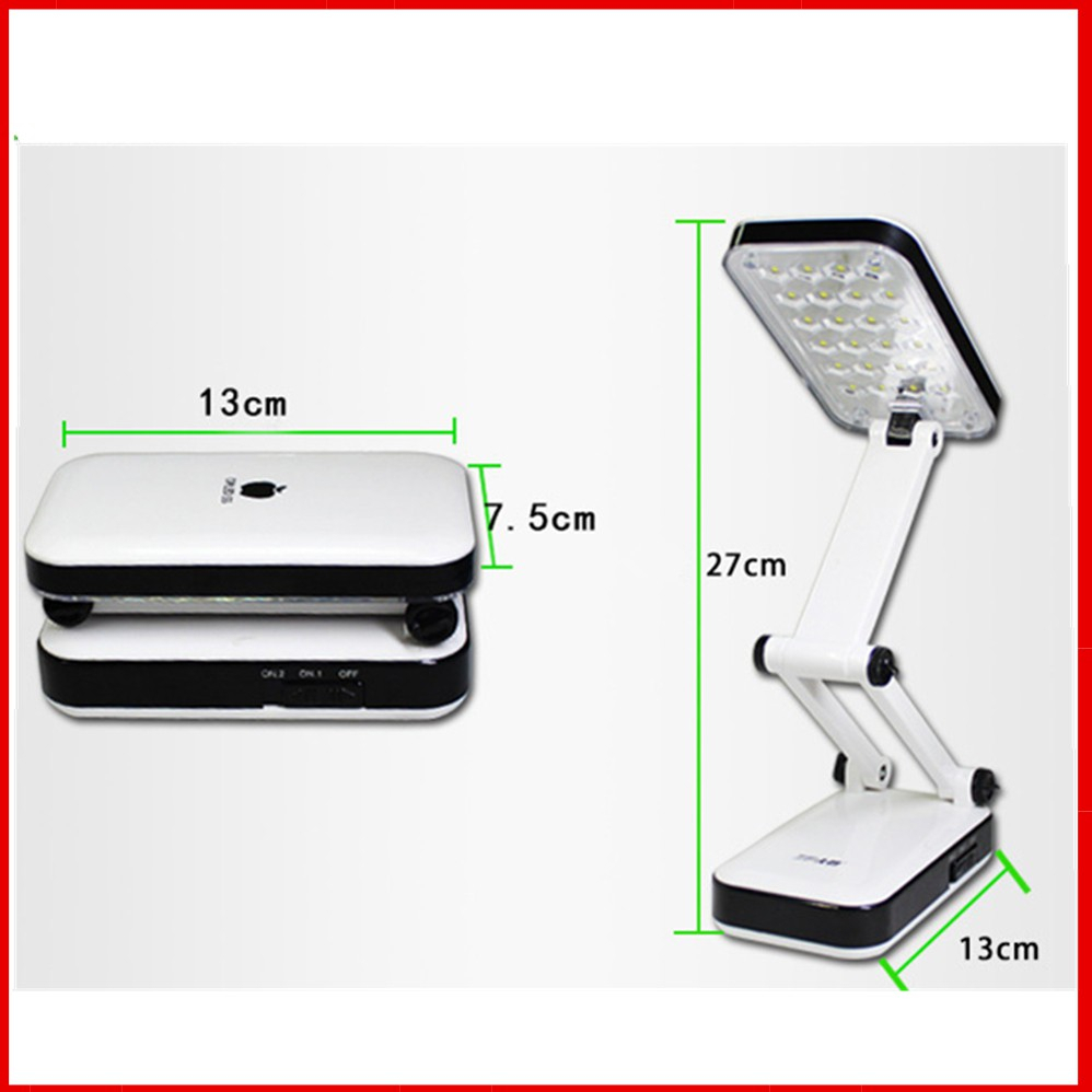 Đèn bàn 24 bóng led mini siêu sáng trắng sạc pin tích điện gấp xếp gọn để bàn học chống cận làm việc đọc sách trang điểm