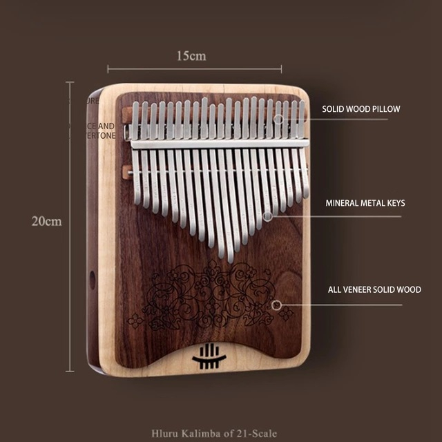 Đàn kalimba HLURU 21 PHÍM hộp cộng hưởng cao cấp- Tặng túi tuner THUMP PIANO