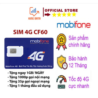 Sim 4g mobifone cf60 - dthn max data, không giới hạn dung lượng data, tăng 35p gọi ngoại mạng, free nội mạng