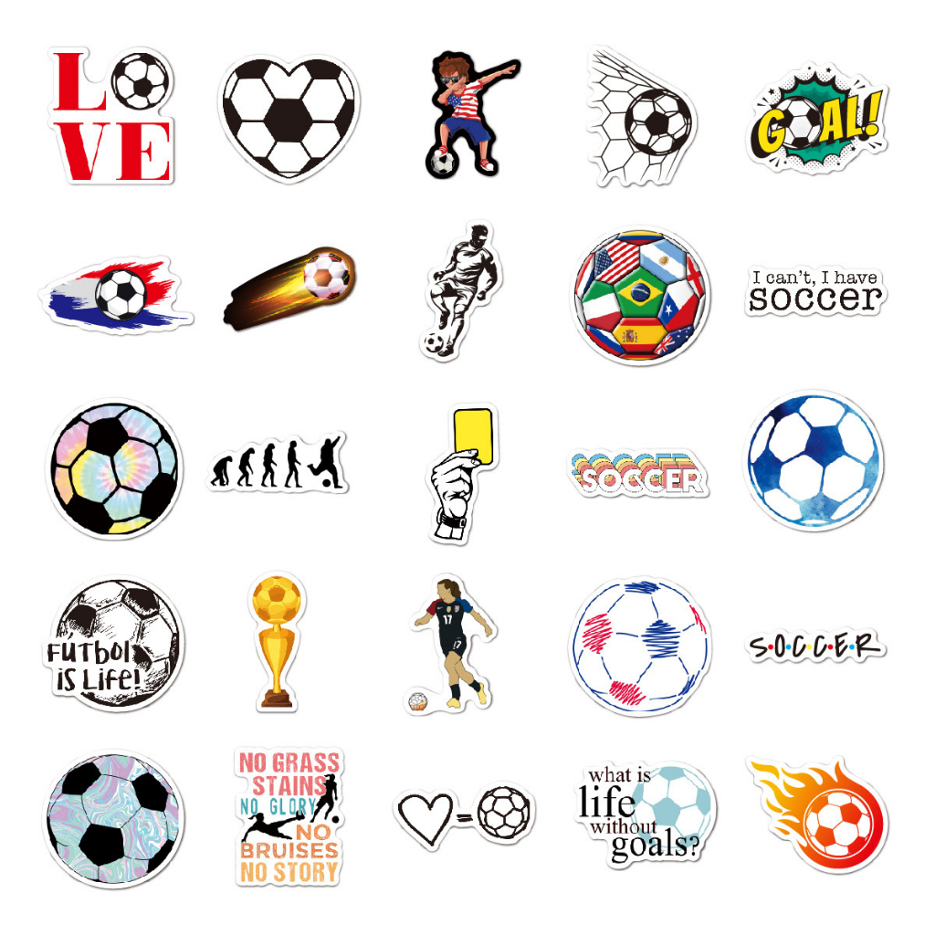 Sticker Bóng Đá 50 Hình Dán Decal Messi Ronaldo Neymar Chống Nước Trang Trí Xe Điện Thoại Mũ Bảo Hiểm Laptop