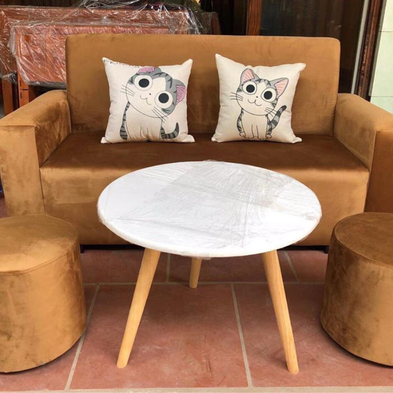 Bàn trà sofa bàn tròn size lớn mặt gỗ MDF Phủ Melamine decor phòng thương hiệu IGA- BT50M.01