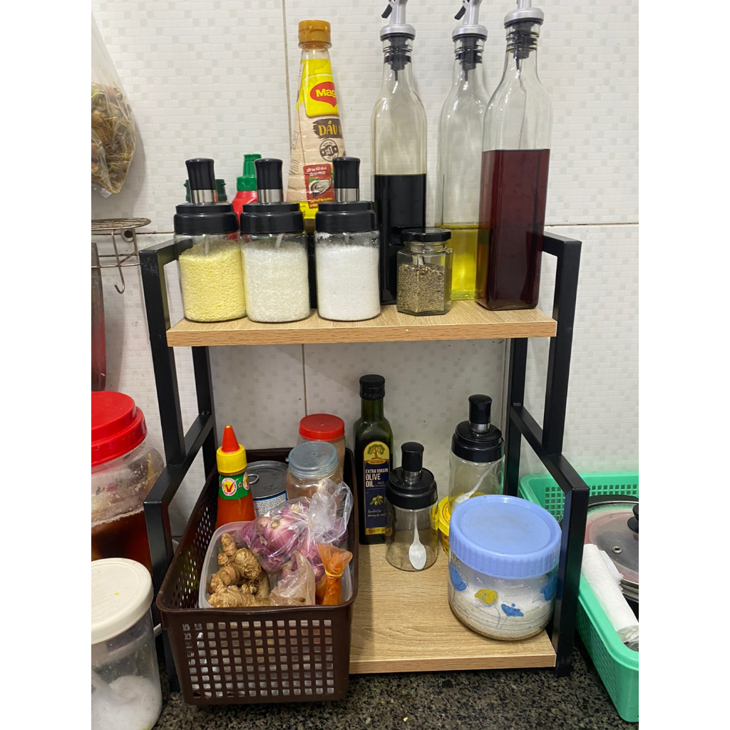 Kệ gia vị Nora 2 tầng kệ bếp đa năng sắp xếp hũ gia vị decor phòng bếp thương hiệu IGA- GM04
