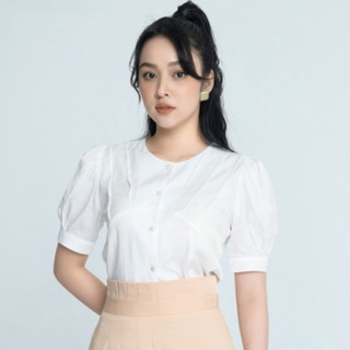 Áo kiểu nữ thiết kế, dáng croptop, tay bồng heradg sakba047-s