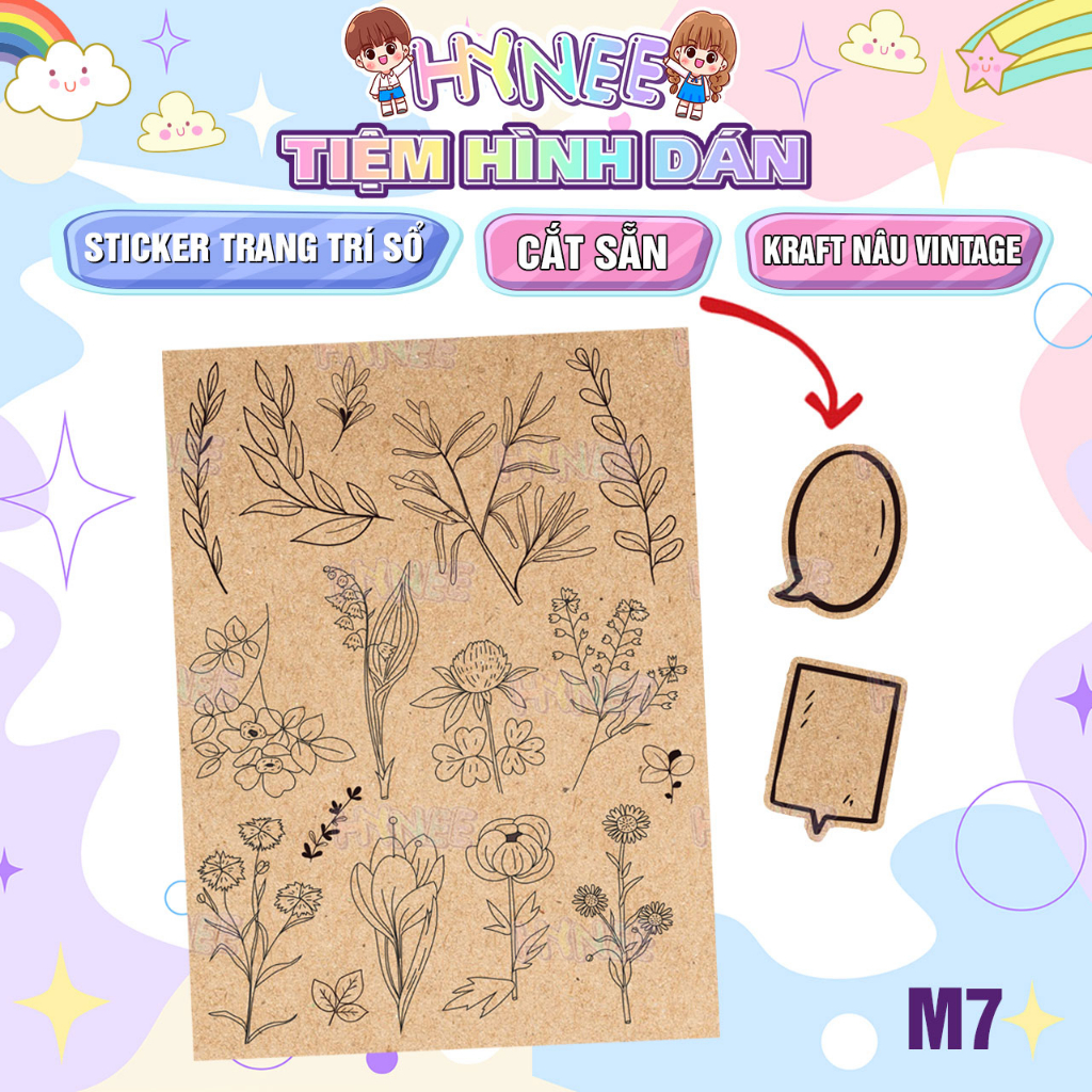 Sticker Trang Trí Sổ Ngày Tháng Giấy Kraft Nâu Vintage - Washi Decor Sổ, Tập - Nhãn Dán Note Ghi Chú Tiện Lợi - HYNEE