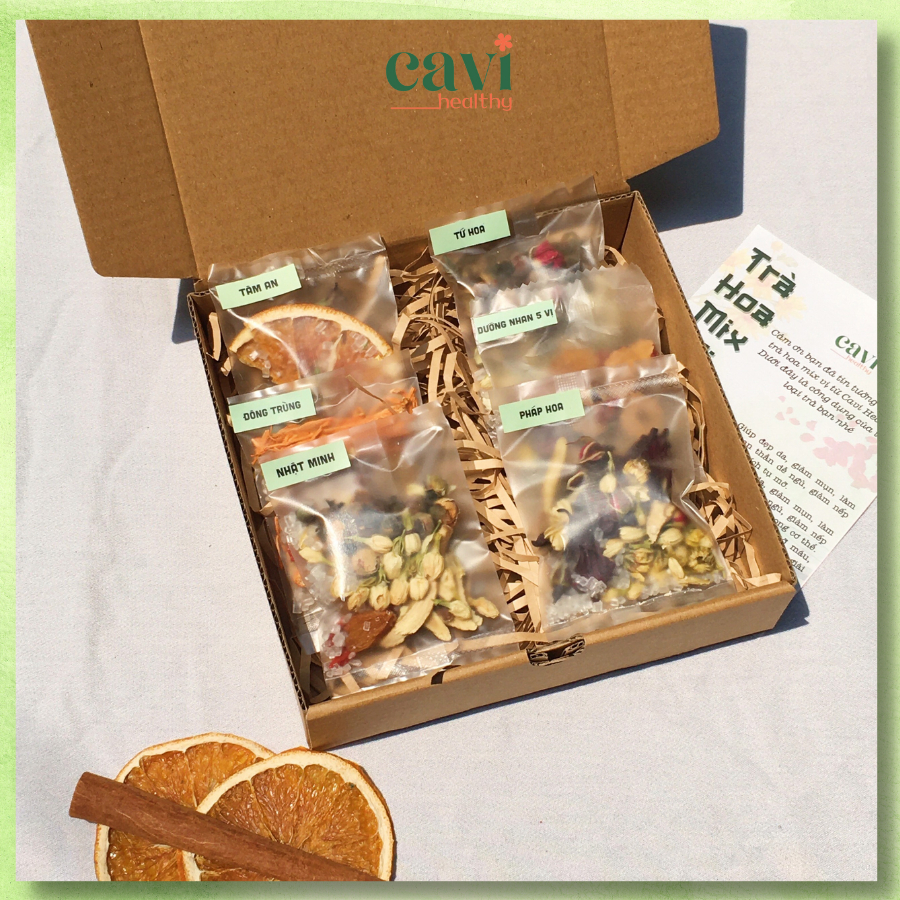 Set 6 Gói Trà Mix Vị Kèm Hộp Làm Quà Tặng Trà Hoa Ý Nghĩa