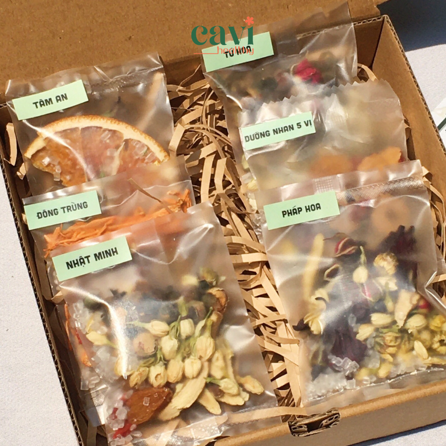 Set 6 Gói Trà Mix Vị Kèm Hộp Làm Quà Tặng Trà Hoa Ý Nghĩa