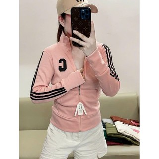 🔥size 40- 68kg🔥áo khoác thun gân ôm không nón thêu nổi c. áo khoác phối viền không nón